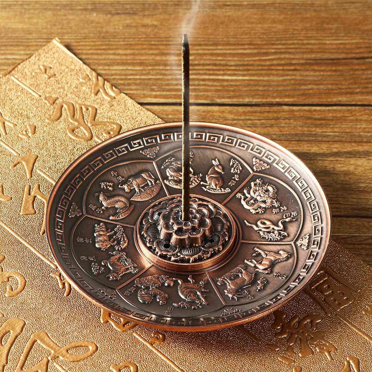 Chinese Dragon Incense Holder Retro 5 Holes Lotus Incense Burners Stick Cone Censer Plate Buddhism Home Office Decoration Crafts